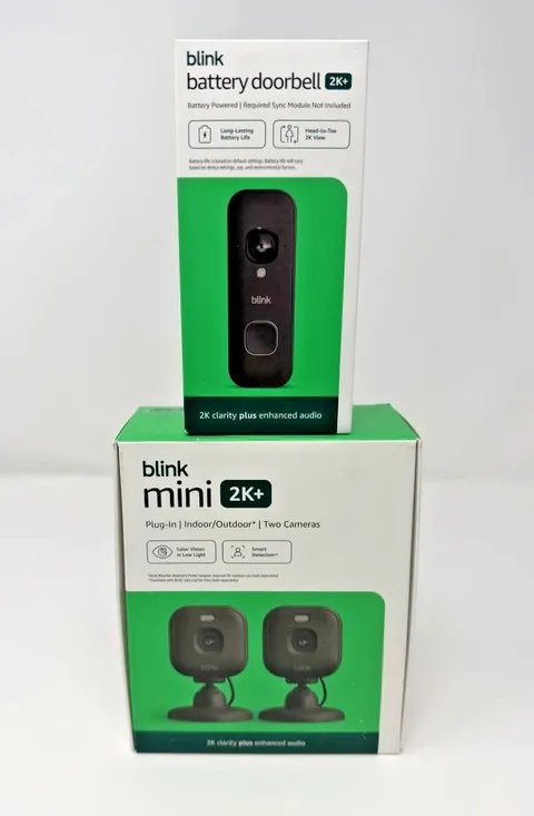 Blink Mini 2K+ Cameras Indoor/Outdoor & Wireless Video Doorbell 2K Newest Models