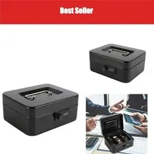 Steel Cash Box Safe with Combination Lock, Durable Money Safe Box