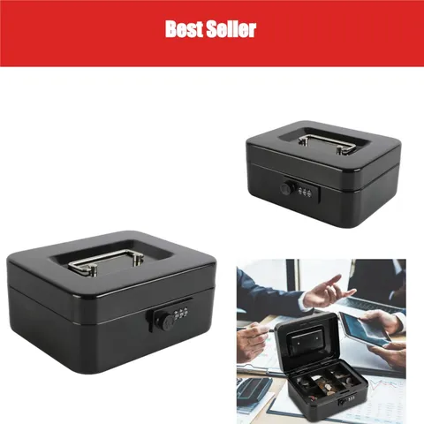 Steel Cash Box Safe with Combination Lock, Durable Money Safe Box
