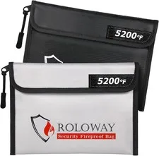 ROLOWAY Fireproof Bag (9.6 X 6.6 Inches) 5200℉ Heat Insulated, Fireproof Money B
