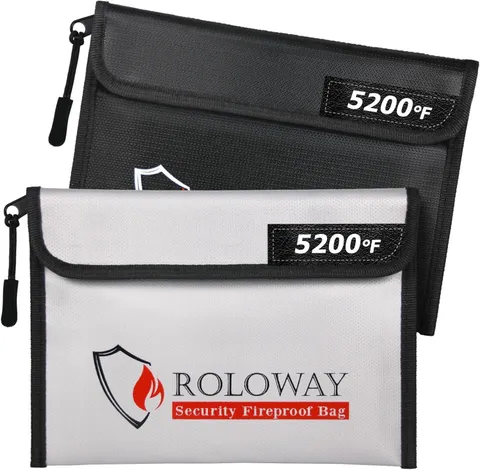 ROLOWAY Fireproof Bag (9.6 X 6.6 Inches) 5200℉ Heat Insulated, Fireproof Money B