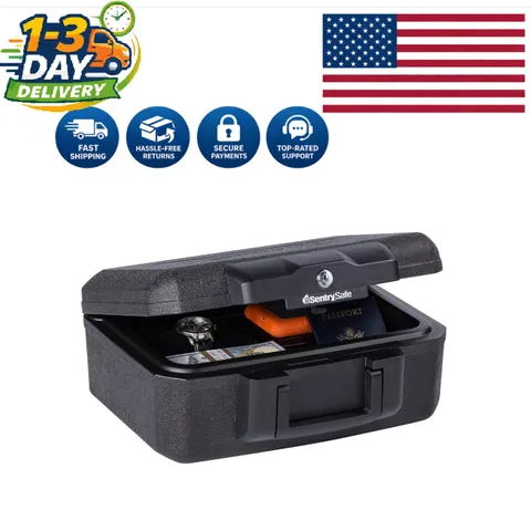 Fireproof Money Safe with Key Lock - Portable Protection, 14.3x11.2x6.1 Inch