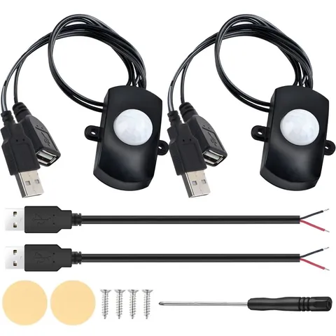 2 PCS USB 5V DC1224V 2A Mini PIR Motion Sensor Infrared LED Switch