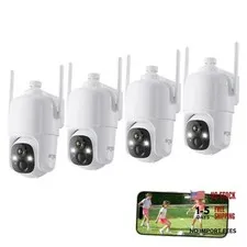 360° PTZ Security Cameras Wireless Outdoor WiFi 4-Pack | 2K 4 Pack Camera