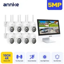 8PCS 5MP Solar Security Cameras 10CH NVR WiFi PIR Color Night Vision