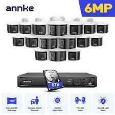 ANNKE 6MP Dual Lens 180° POE Security Camera System Two Way Audio 16CH 12MP NVR