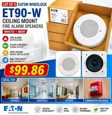 Lot of 5 Eaton Wheelock ET90-W Ceiling Mount Fire Alarm Speakers White New