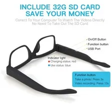 Outdoor Sport Camera Glasses - 1080p Video Recording Eyewear