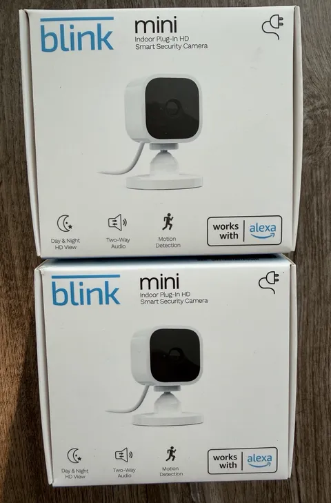 Blink Mini HD Indoor Plug-In Wi-Fi Camera Motion 2-Way Audio Alexa New - 2 Pack