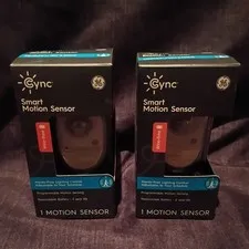  2 GE CYNC Smart Wire-Free Motion Sensors Programmable Bluetooth and Wi-Fi Enabl