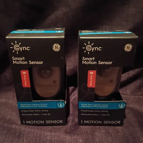  2 GE CYNC Smart Wire-Free Motion Sensors Programmable Bluetooth and Wi-Fi Enabl