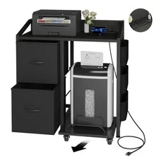 Printer Stand with Storage, Lateral Office Filing Cabinets with Power outlets...