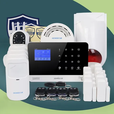 HOMSECUR Wireless WIFI 4G LCD Home House Alarm System with Wireless Flash Siren