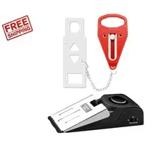 Stainless Steel Portable Door Lock with Loud Alarm - Travel & College Essential