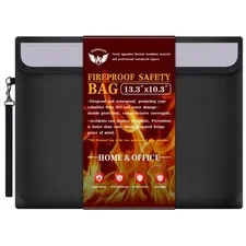 Lightweight Fireproof Document Bag with Zipper, 13.3x10.3" and Reflective Strip