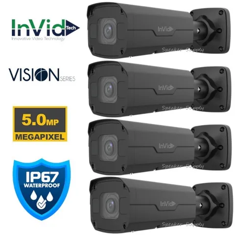 4 InVid Vision 5 MP IP Bullet Camera Auto-Focus VIS-P5BXIRA27135NHB Black