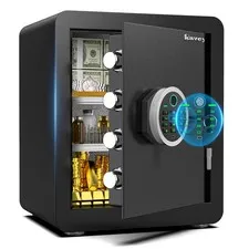 2.0 Cub Biometric Fingerprint Safe Box, Home Safe with Dual Alarm System, Mon...