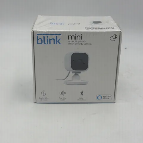 Blink Mini Compact indoor plug-in smart security camera 1080p HD, New/Sealed