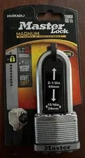 Master Lock Magnum M5XKADLJ Key Padlock 2 1/2'' Shackle Laminated Steel Core NEW