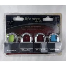 Master Lock 141Q Padlock 4-Pack Black New Keyed Alike Hardened Steel 1-3/16in