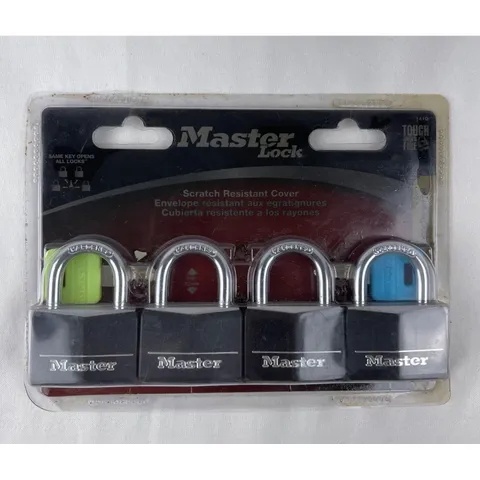 Master Lock 141Q Padlock 4-Pack Black New Keyed Alike Hardened Steel 1-3/16in