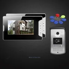 7" Video Door Phone Intercom System with Keyfobs Unlocking Camera for Apartment