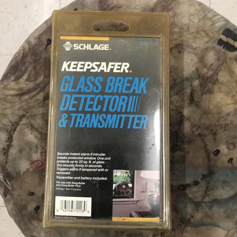 SCHLAGE KEEPSAFER 71.113:GLASS BREAK DETECTOR & TRANSMITTER SEALED NEW.