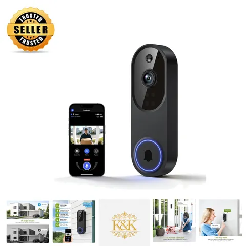 1080P Wireless Video Doorbell with AI Detection & Night Vision for Safety