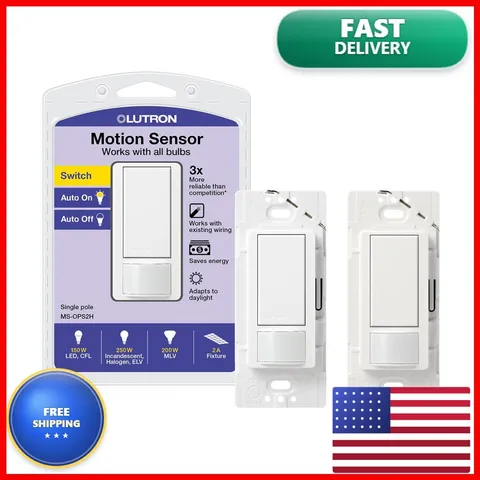 Lutron MS-OPS2H-2-WH Motion Sensor Switch 2A Single Pole for Any Bulb