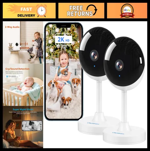 Indoor Security Camera 2K 3MP | Motion Detection, Night Vision, Pet & Baby Monit