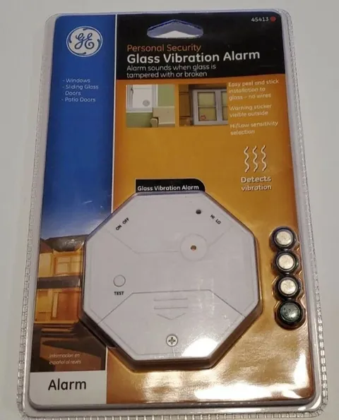 GE PERSONAL SECURITY GLASS VIBRATION ALARM MODEL 45413 NEW WITH BATTERIES