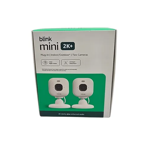 Blink Mini 2 Pack 2k+ Cameras Indoor/Outdoor Plug-in 2K Video White Brand New