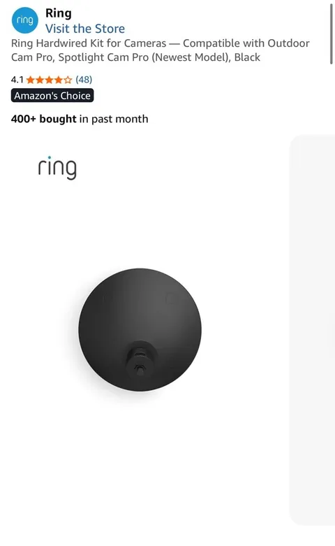 Ring Hardwired Kit for Cameras, Compatible w/ Outdoor Cam Pro, Spotlight Cam Pro