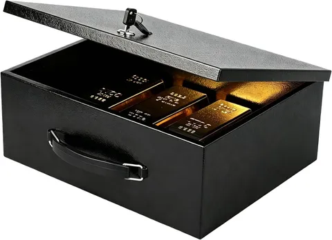 Fireproof Document Box with Key Lock, Fire Safe Box, Black Fire and water