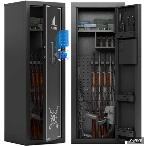 13-15 Gun Rifle Safe Biometric Anti-Theft Heavy Duty Long Gun Cabinet with Alarm