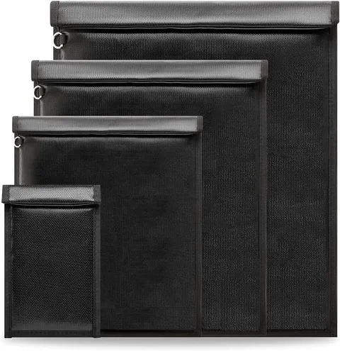 Faraday Bags, Waterproof Fireproof Money Bag for Cash (Black) | Important Docume