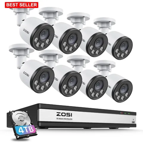 Security Camera System 16CH 4K PoE Waterproof Night Vision 4TB HDD