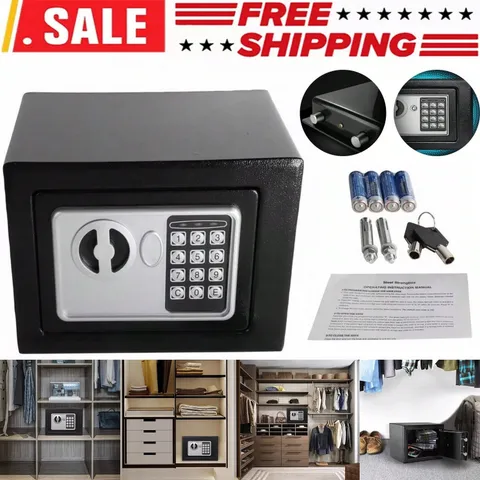 Small Electronic Safe Box Digital Keypad Steel Lock Box 9.1x6.7x6.7