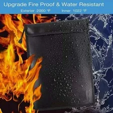 2000℉ Fire Proof money Bag Big 15"x11" Document Pouch Waterproof Safe Cash Lock