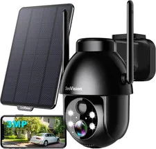 Solar Security Cameras Wireless Outdoor, 2K PTZ Wifi 3MP Indoor Security Camera