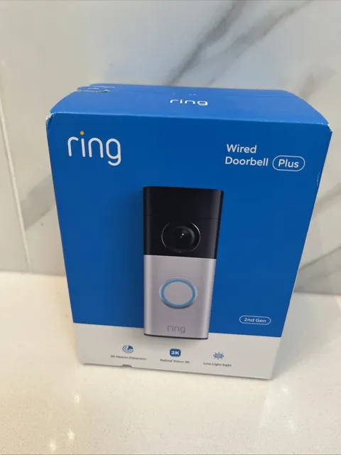 Ring Wired Doorbell Plus 2nd Gen Retinal 2K, 3D Motion Detection, Low-Light