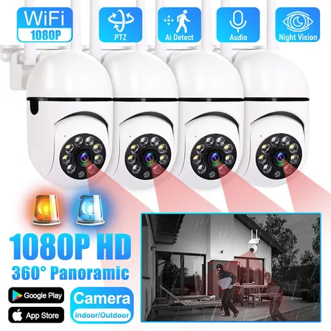 4PCS Camaras De Seguridad Para 360 5G WIFI Inalambrica Con Vision Nocturna Audio