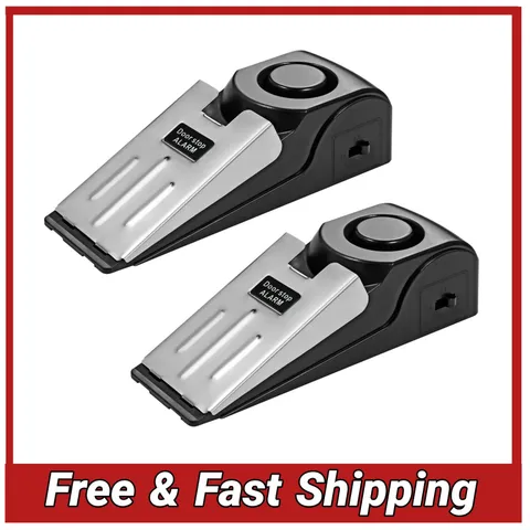 Door Stop Alarm 2 Pack 120dB Security Stopper Wedge for Travel Hotel Home Safety