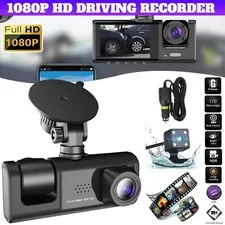 Dash Cam 3 lenses Camara De Seguridad Para Carro Auto Delantero/Trasero/Interior