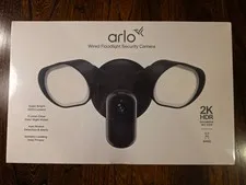 Arlo Wired Floodlight Home Security Camera with 2K Video and HDR Black NEW