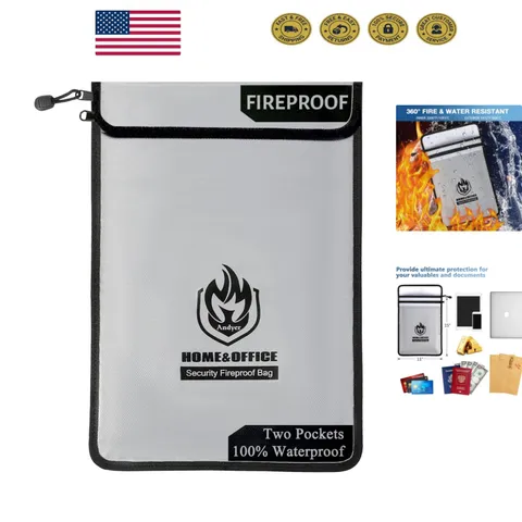 Reflective Fireproof Document Bag - Waterproof Cash & Document Storage Solution
