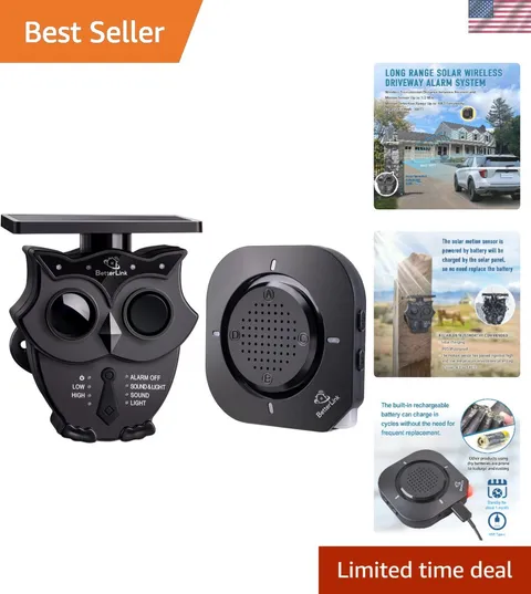 Long Range 1/2 Mile Solar Wireless Driveway Alarm System - Expandable Security