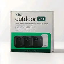 Blink Outdoor 2K+ Wireless Smart Security 3-Camera System Black w/ Sync Module