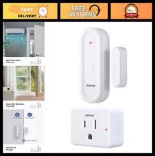 Wireless Door Sensor Outlet Plug Kit - Mini Contact Window Sensor, 130ft Range,