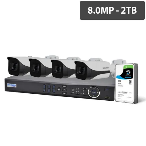 Securview Professional 8 Channel 8.0MP HDCVI Surveillance Kit (4 x Fixed Came...